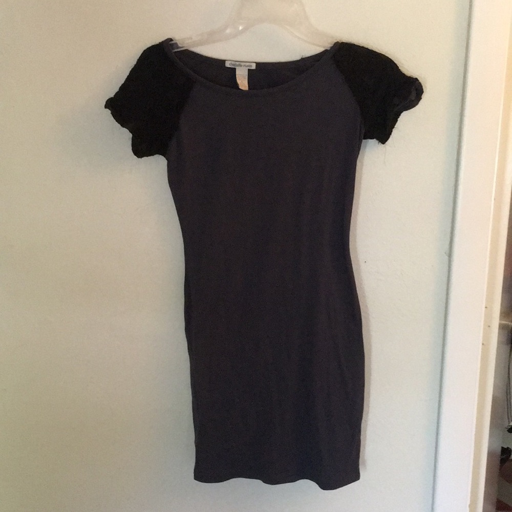 Mini tight dress with lace design on shoulder